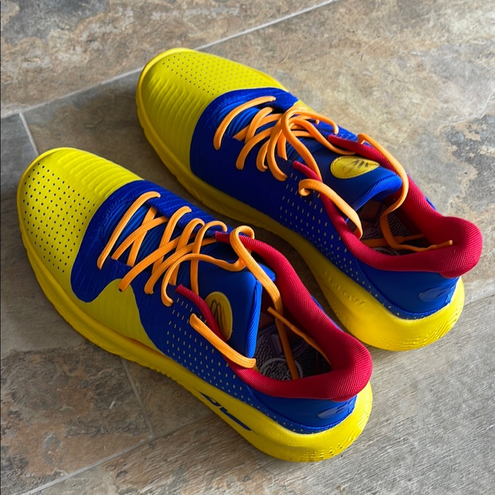 Yellow and Blue Athletic Sneakers with Vibrant Design